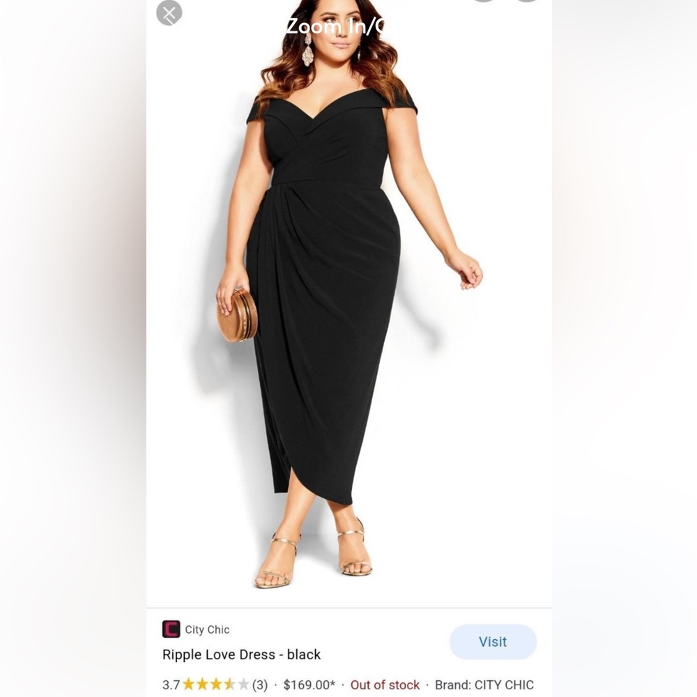 City Chic Black Ripple Dress